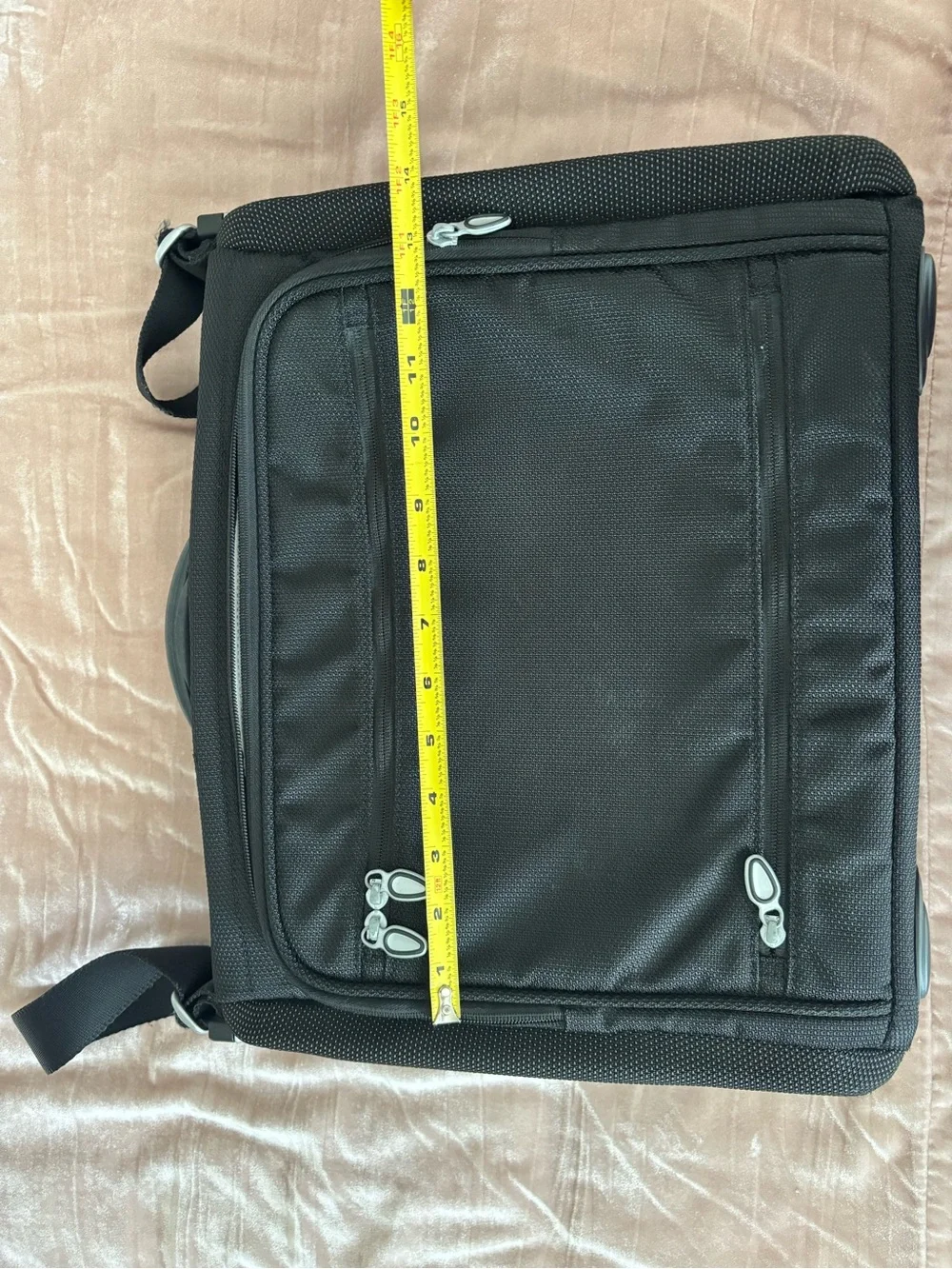 Tumi Black Nylon Laptop Briefcase with Silver Accents